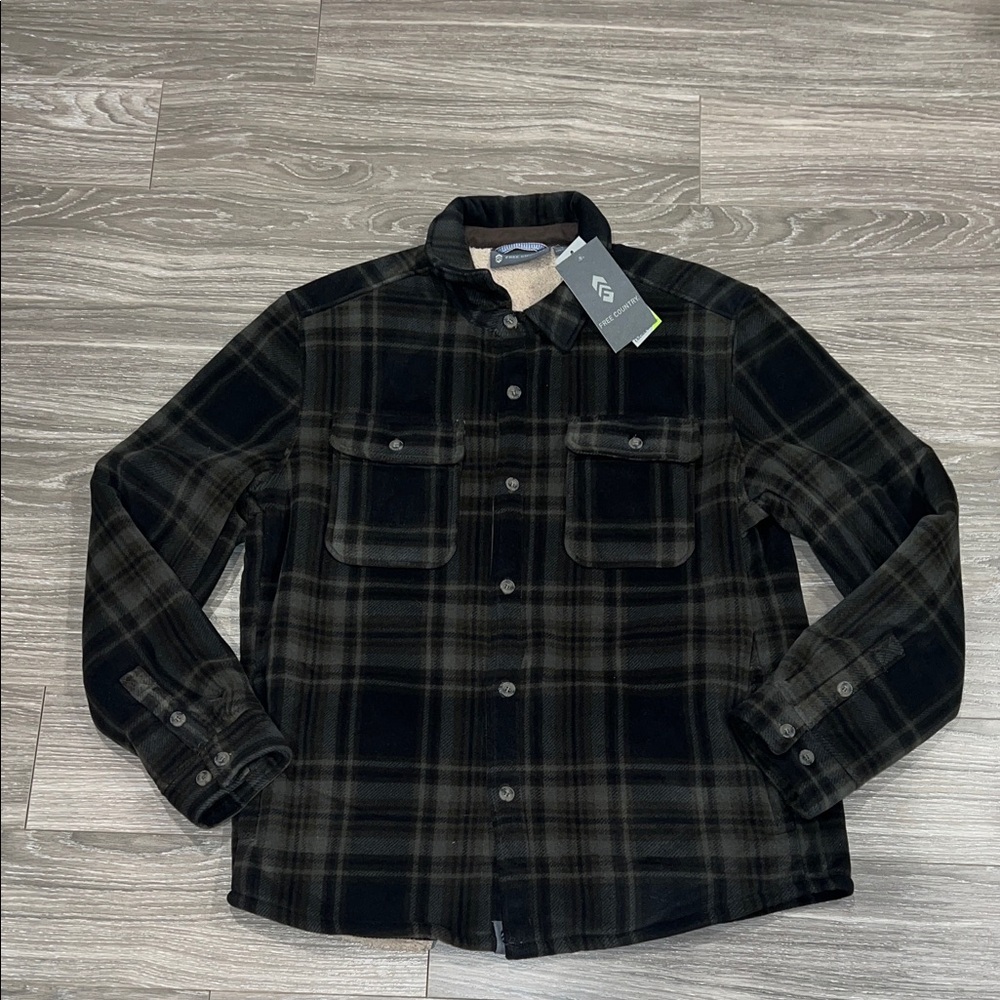 Free Country Black and Brown Fleece-Lined Jacket